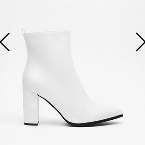 Faux leather pointed high ankle boots